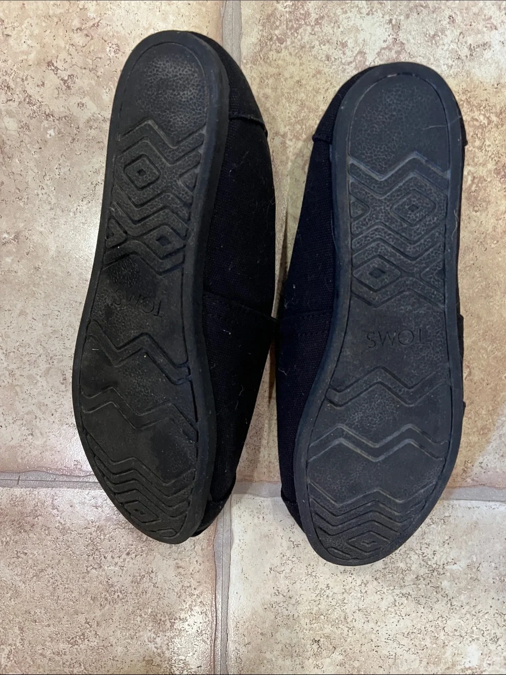 Toms Black Slip-On Flats and Navy Floral Print Slip-Ons